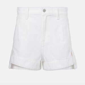 7 For All Mankind - White High Rise Denim Shorts